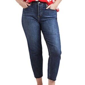 Levi Strauss Women's Wedgie Skinny Button Fly Dark Wash Raw Hem Jeans Size 24W